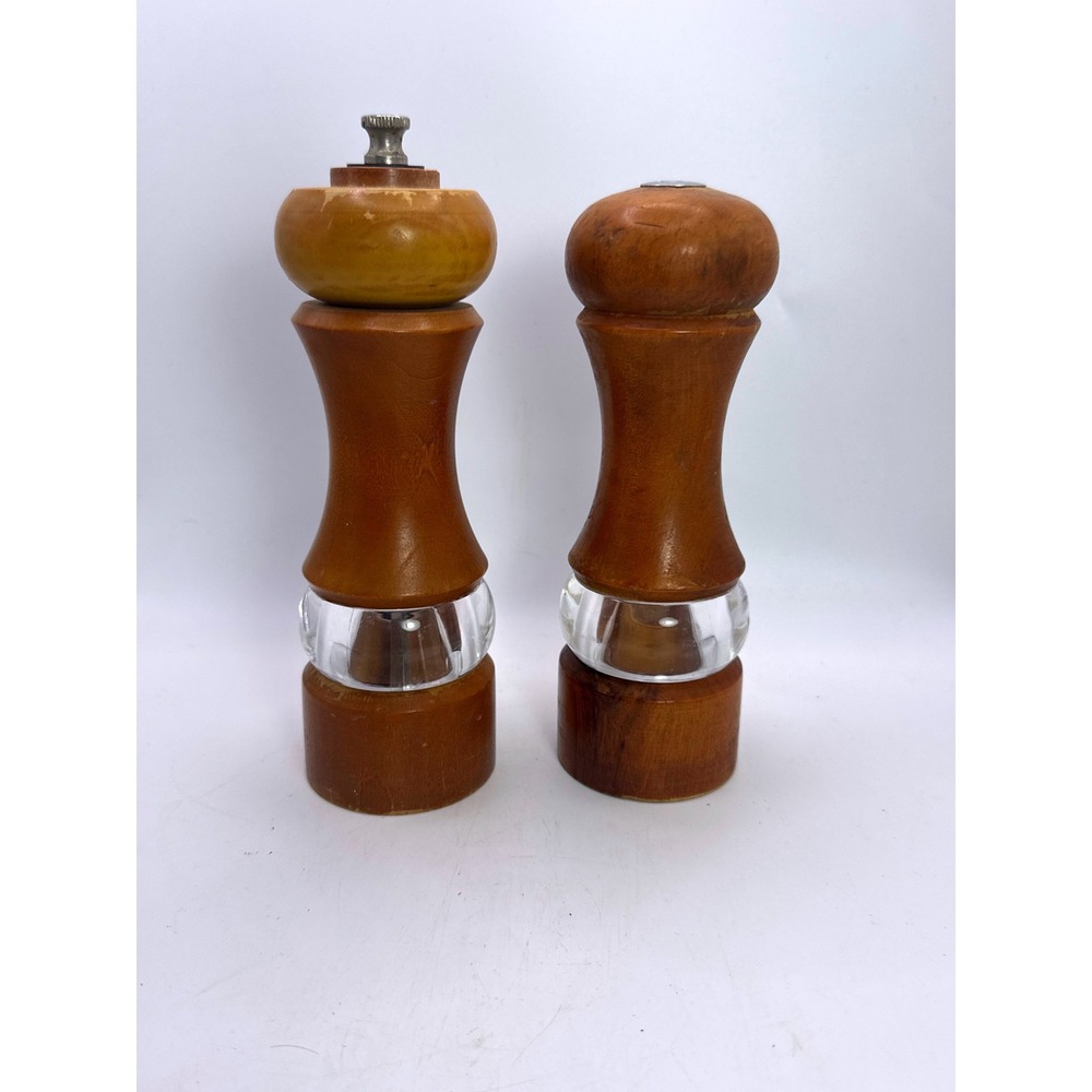 Olde Thompson Vintage Wood and Acrylic Salt Shaker and Pepper Mill Set 8 Inch